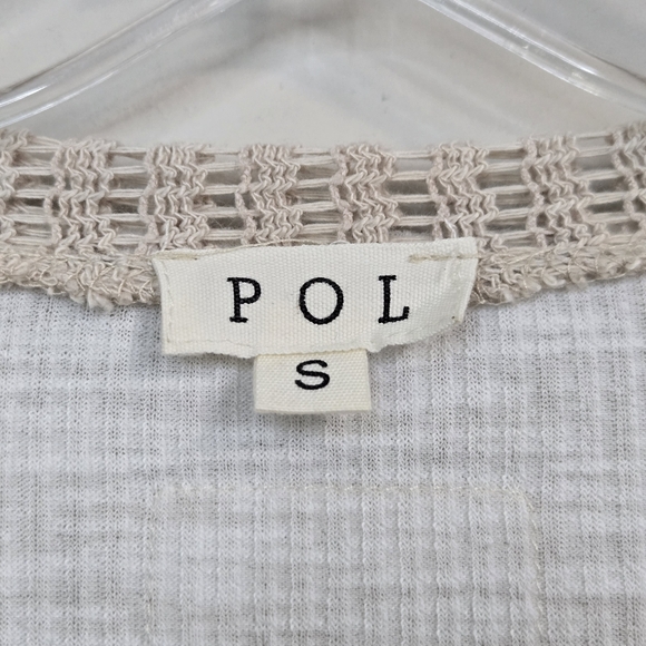 POL Beige & White Oversized Mixed Media Knit Top, Size S ~ EUC - Picture 6 of 8